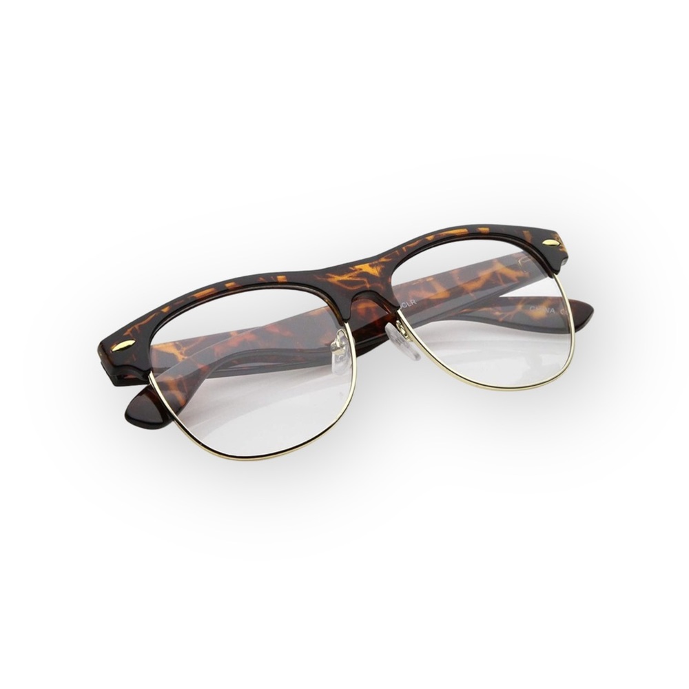 new Dapper Horn Rim Sunglasses Clear Sunnies ☻ Tortoise Shell + Clear ☻︎ - Picture 4 of 11